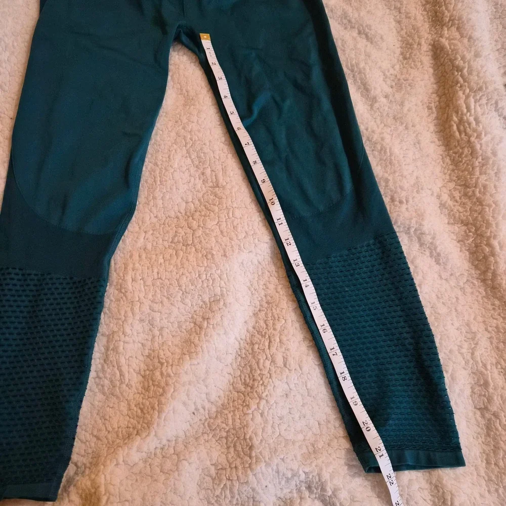 Seamless High Waisted Mesh Detail Athletic Leggings Teal Green Yoga Pant gymwear